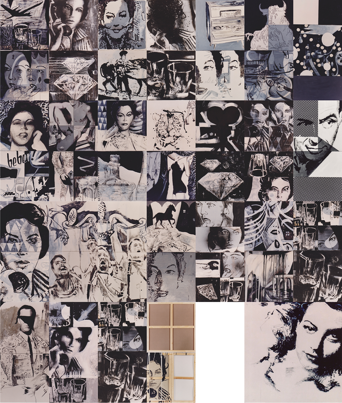 collage of black and white images
