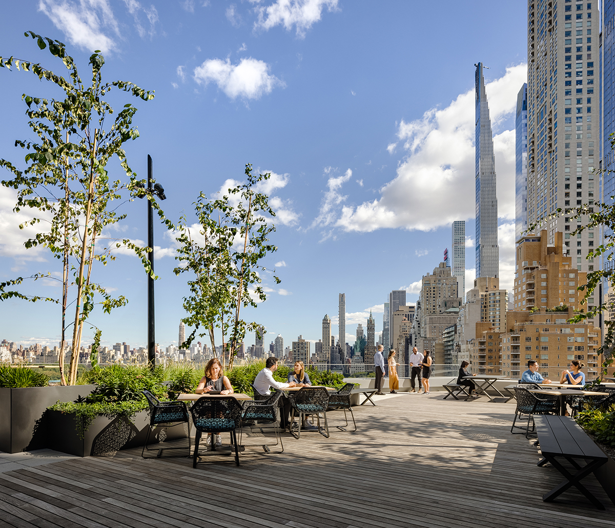 A landscaped terrace at the Deutsche Bank Center