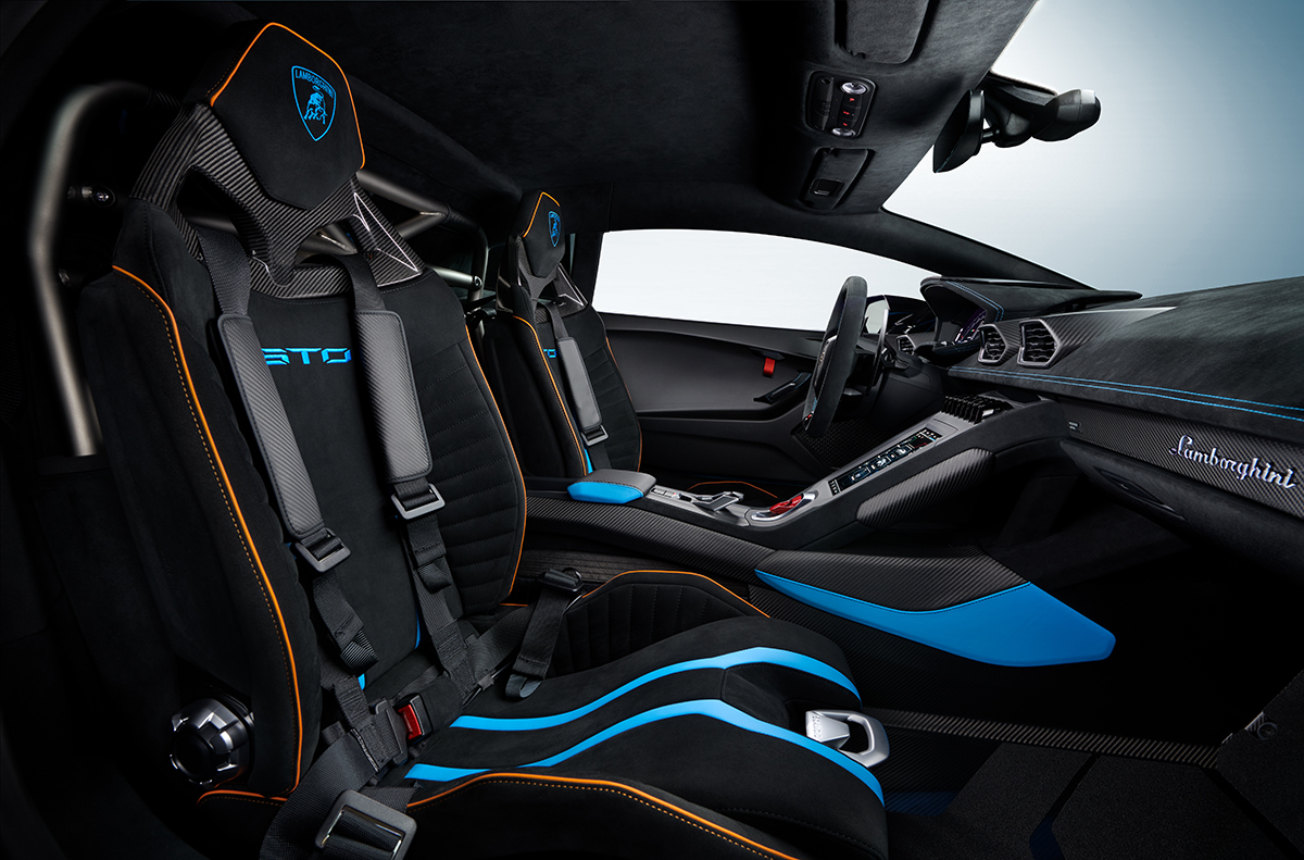 blue and black seats in a car