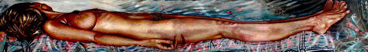 A painting of a naked woman lying down