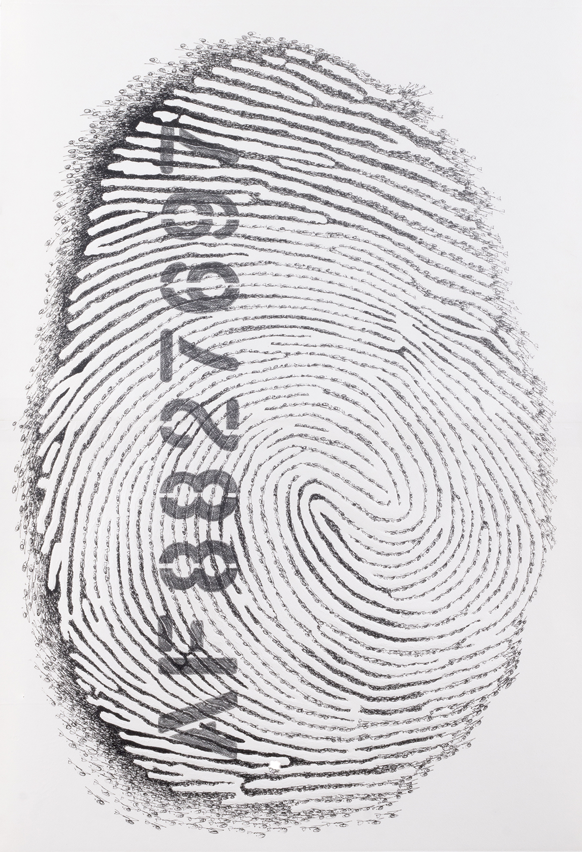 A finger print with numbers on it