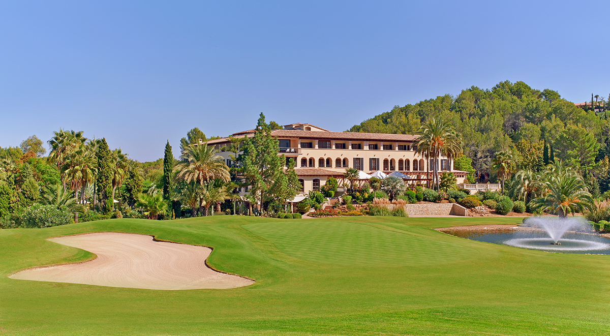 A hotel on a golf course