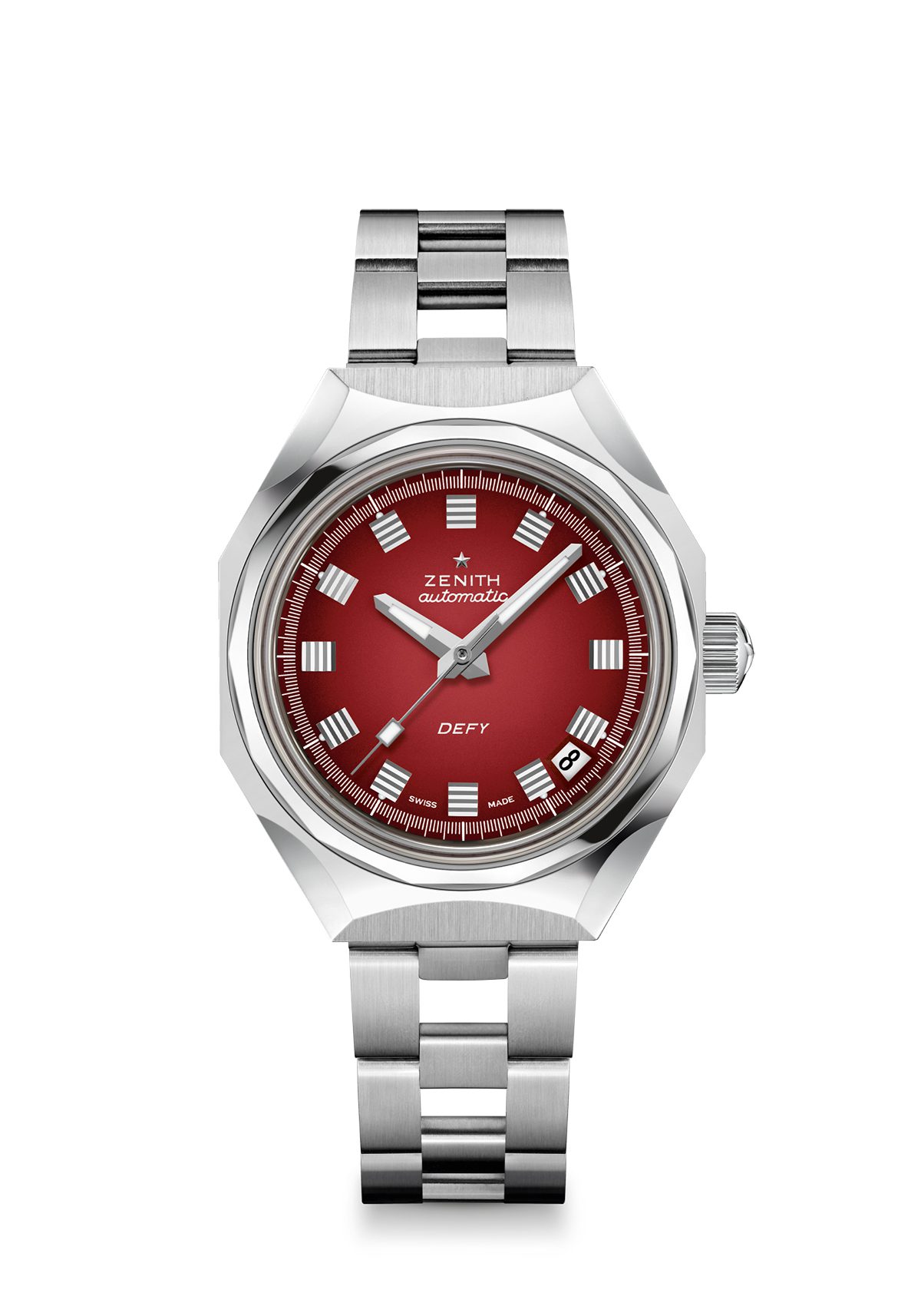 DEFY Revival A3691_soldier copy A metal watch with a red face