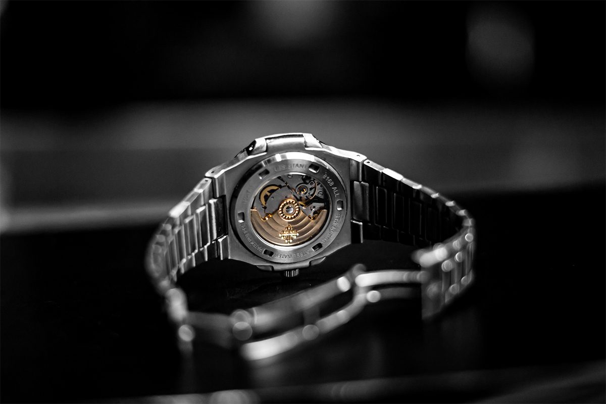 FEATURE The back of a metal watch