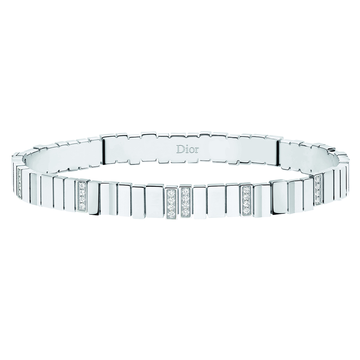 white gold bracelet with Dior written on the inside