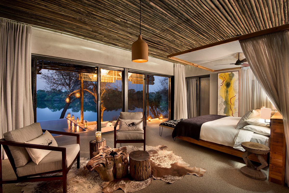 bedroom with view of safari