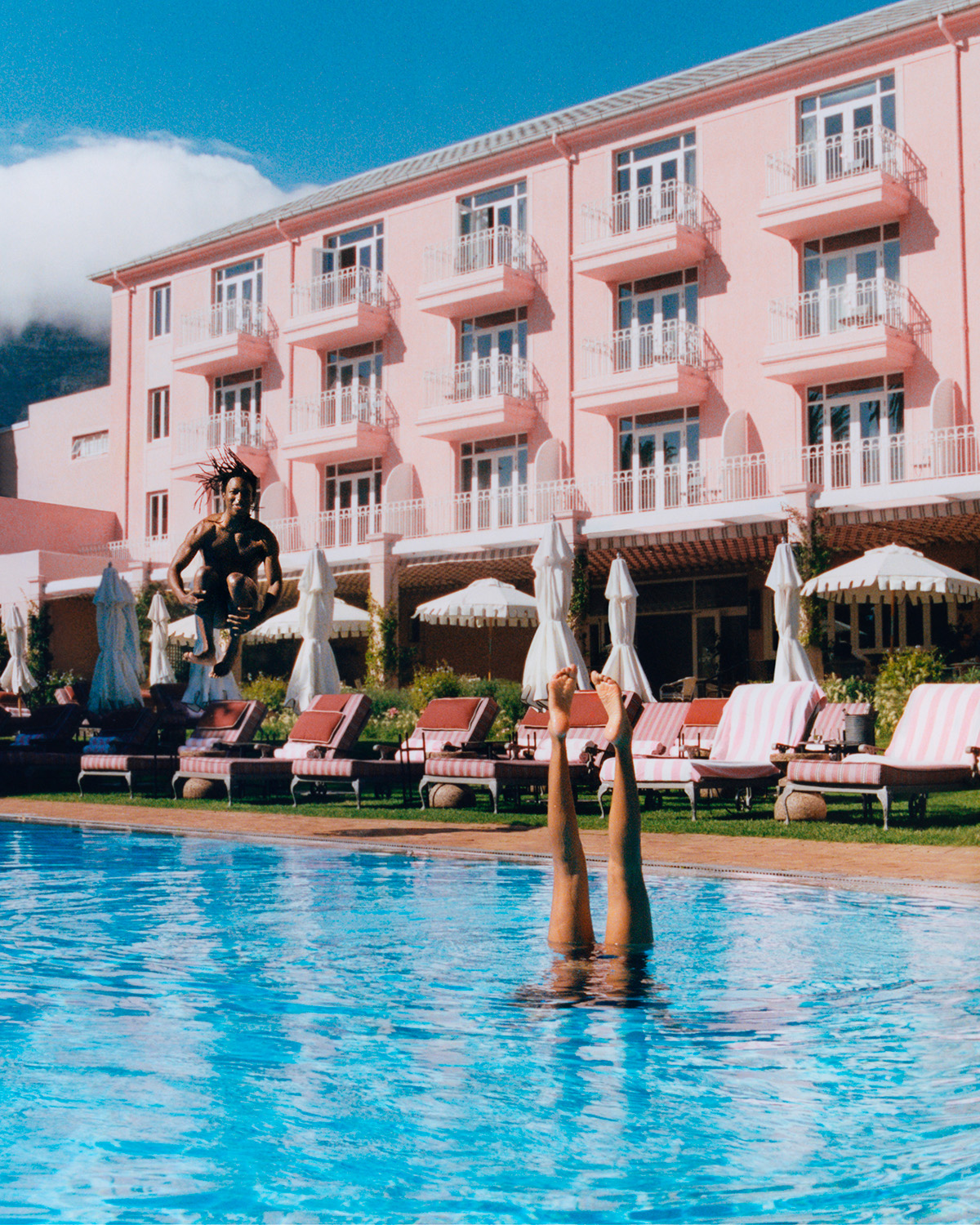 Pink hotel with pool